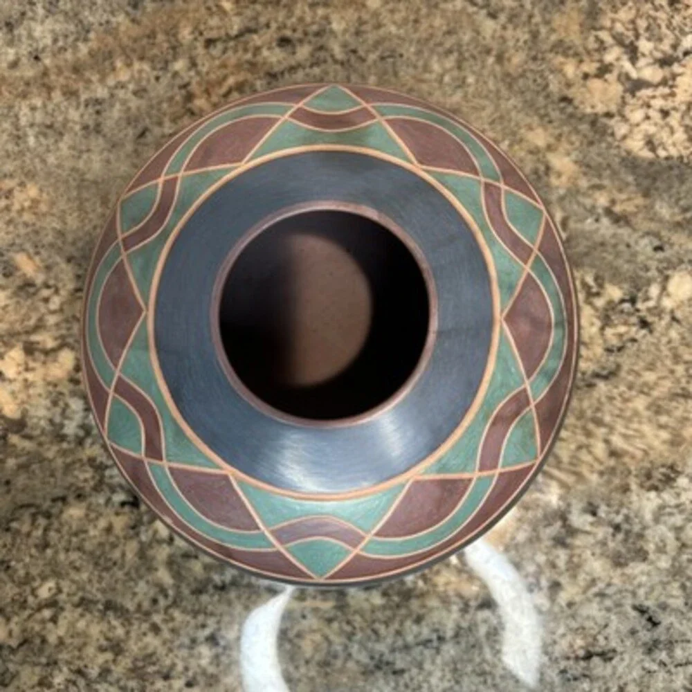 Vintage PS Savage Arts West Pottery Vase Native American Buffalo